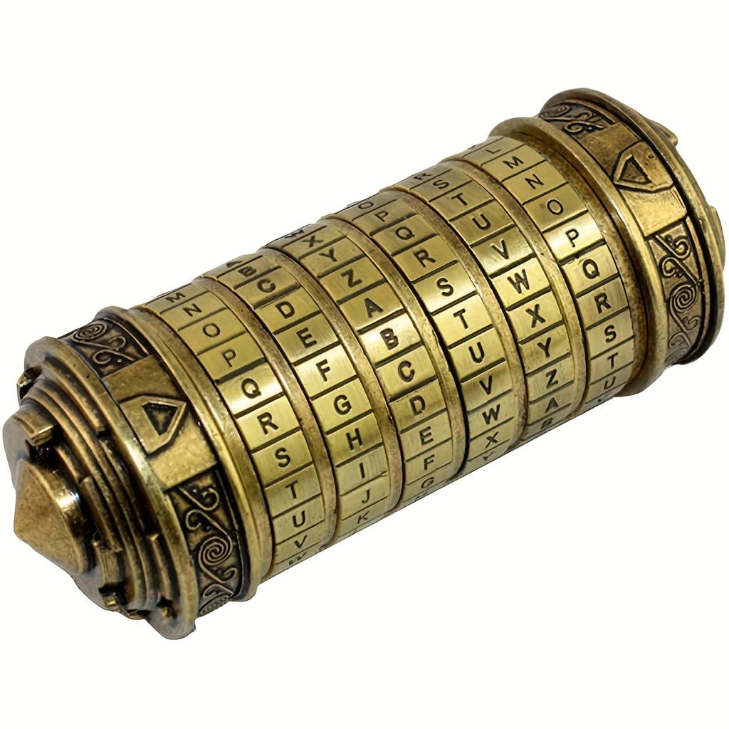 Vintage Golden Retro Cylinder Lock Box with Combination Dial, Secure Jewelry, Ring Storage, Ideal for Wedding Bands Keys,