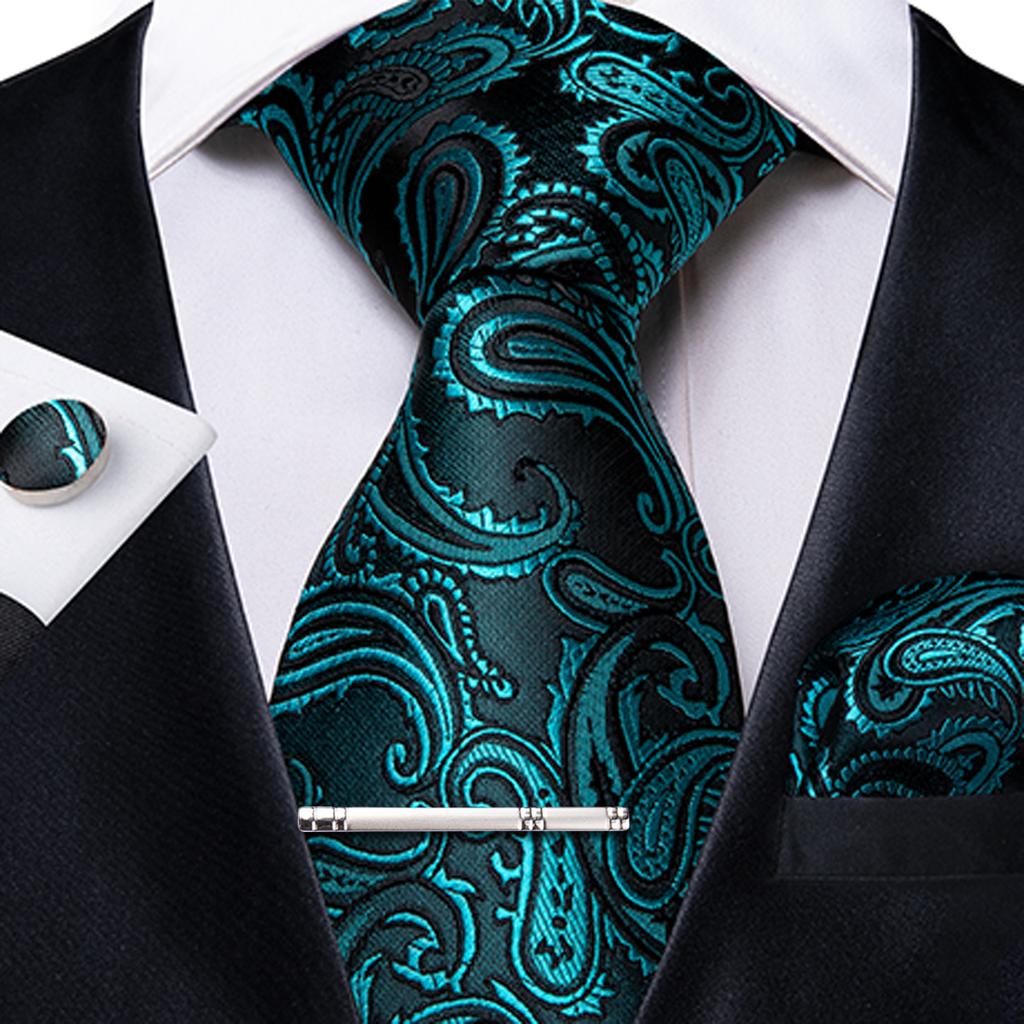 Мужские зажимы для галстука Slik, зеленый однотонный галстук, квадратные запонки на свадьбу, США