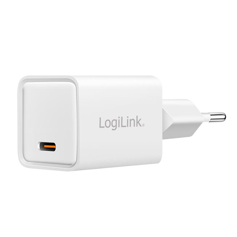 LogiLink USB-C GaN Charger 20W Power Delivery 3.0 Quick Charge 3.0 White