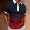 Striped 3d Print Zipper Polo Shirts Mens Sportwear T Shirt Short Sleeve Summer Polos Top Men