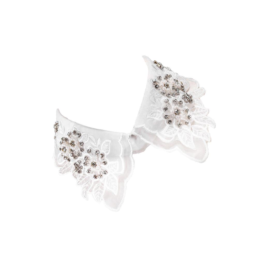 Lace Detachable Collar for Women Embroidery Floral Beaded Lapel Ruffled Stand False Collar Decorative Dress Accessories