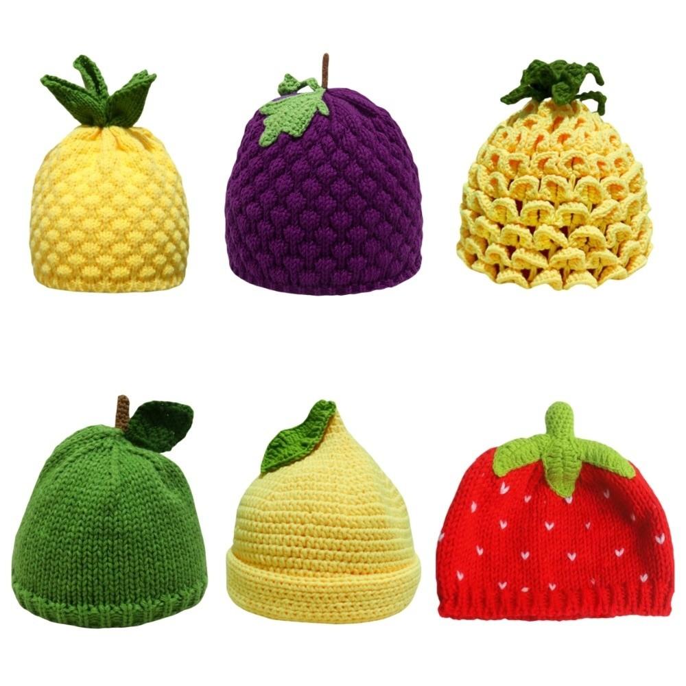 Playful Knitted Fruit Hat Creative Pineapple Beanie Lemon Strawberry Pullover Cap Skiing