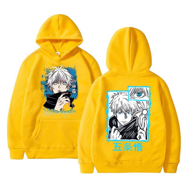 Аниме Магическая битва Сатору Годжо Толстовка с двусторонним принтом Унисекс Оверсайз Унисексга Толстовки Унисекс Женская Повседневная Толстовка