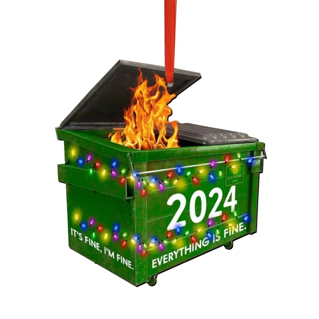 Плоский акриловый 2024 мусорный бак огонь украшения, забавные украшения для дома