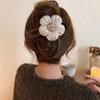 Vintage Large Plush Flower Hair Clips Girls Elegant Ponytail Braid Claw Hair Duckbill Clip Girls Headdress Gift
