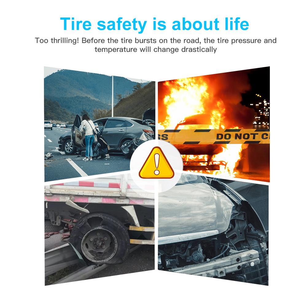 Solar TPMS Car Tire Pressure Alarm Device Auto Tyre Pressure Security Colorful Digital Display 4 External Sensors Tire Pressure Temperature Warning