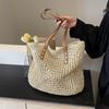Женская большая вместительная однотонная сумка через плечо, летняя соломенная плетеная сумка, модная женская роскошная дизайнерская пляжная сумка-шоппер