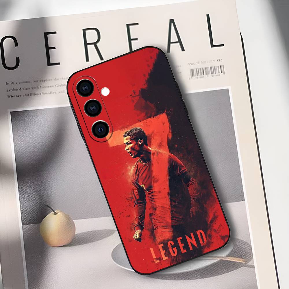 Футбольный чехол для телефона Ronaldo C-CR7 для Samsung Galaxy A73, A72, A71, A70, A53, A52, A51, Мягкий силиконовый черный чехол