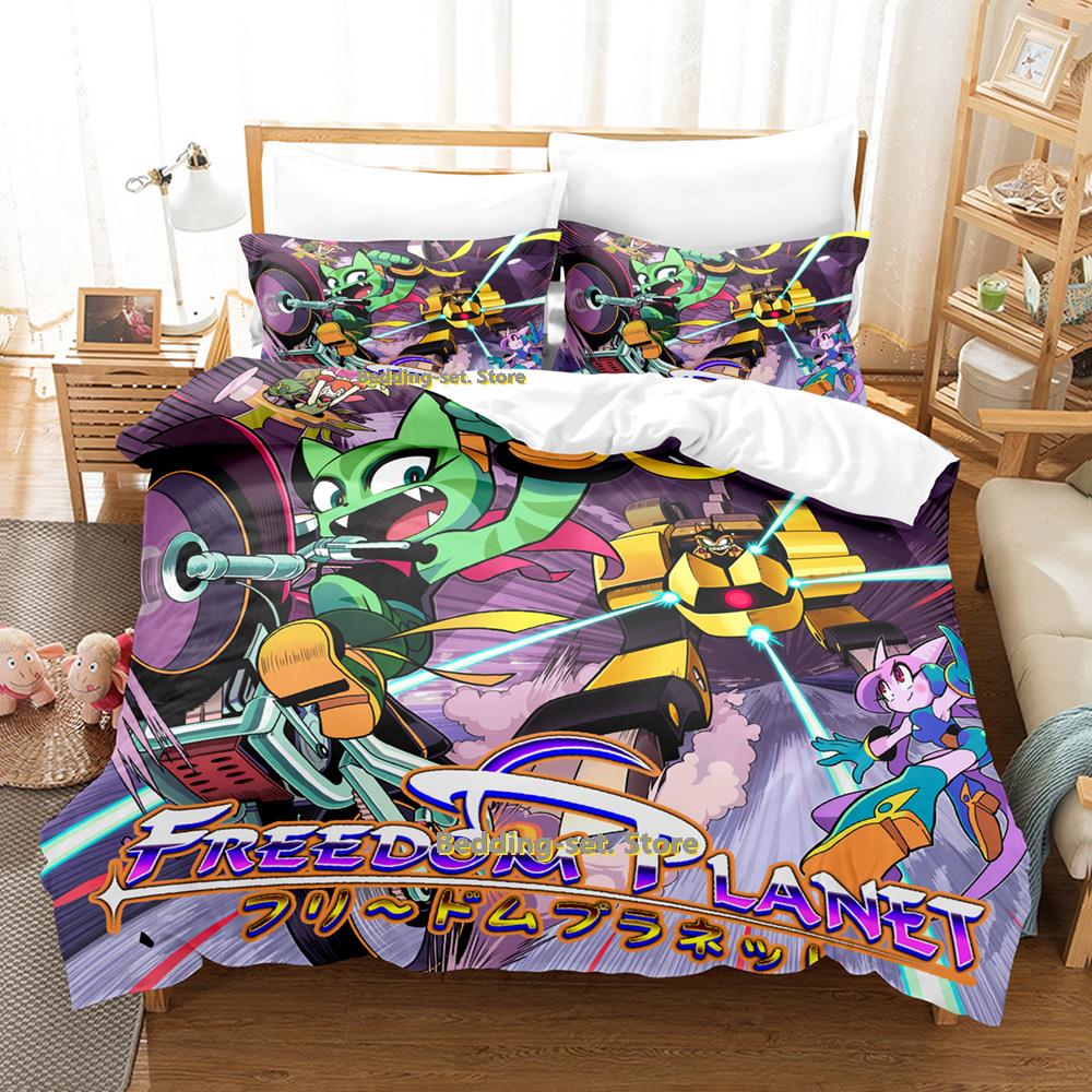 New Game Freedom Planet Bedding Set Duvet Cover Comforter Bed Set Quilt Cover Pillowcase King Queen Twin Size Boys Girls Adult