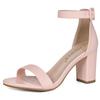 Allegra K Women's Solid Open-Toe Buckle Block Heel Ankle Strap Sandals, Light Pink, Size 26.5cm