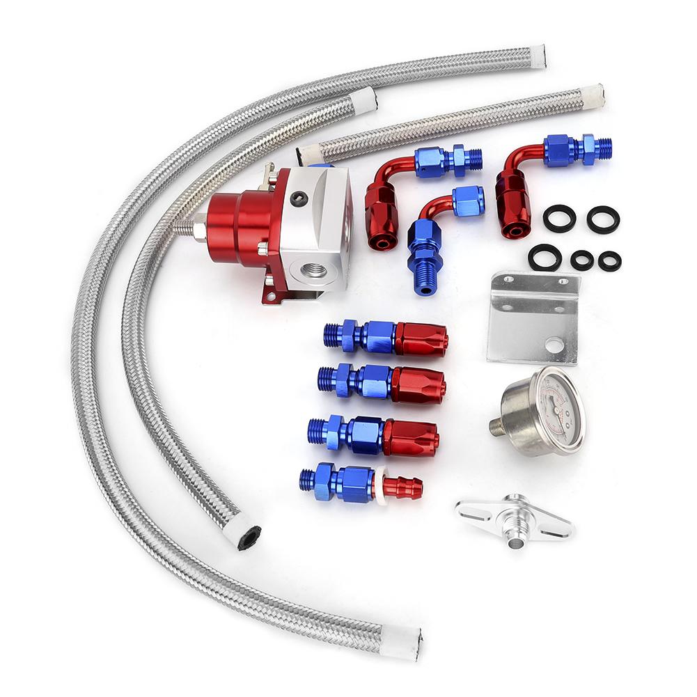 Универсальный регулируемый автомобильный регулятор давления топлива с манометром 100PSI (Красный + Серебряный)