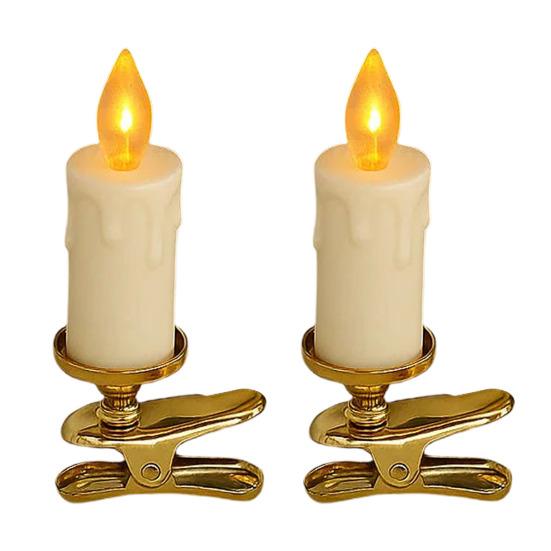 Набор светодиодных свечей-клипс Беспламенные мерцающие свечи Светодиодная лампа-свеча для рождественской елки Электрические искусственные свечи для дома Украшение для рождественской вечеринки