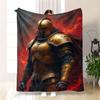 Mythical Warrior Flame Pattern Flannel printed blanket suitable for all seasons suitable for living room office sofa and travel