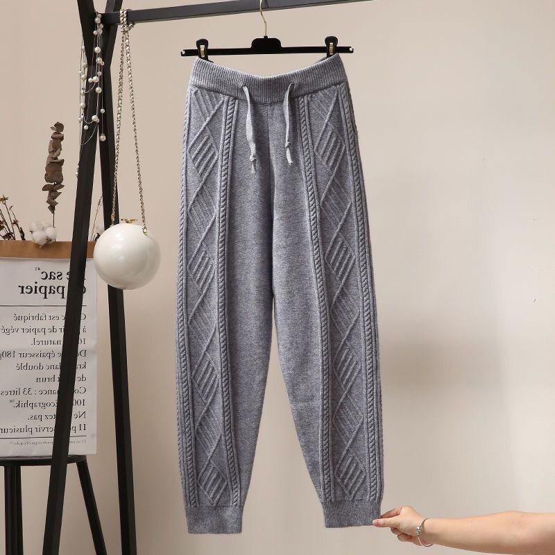 Knitted Pants Loose Women's Spring and Autumn Knitted Harem Pants Elasticated Waist Active Pants