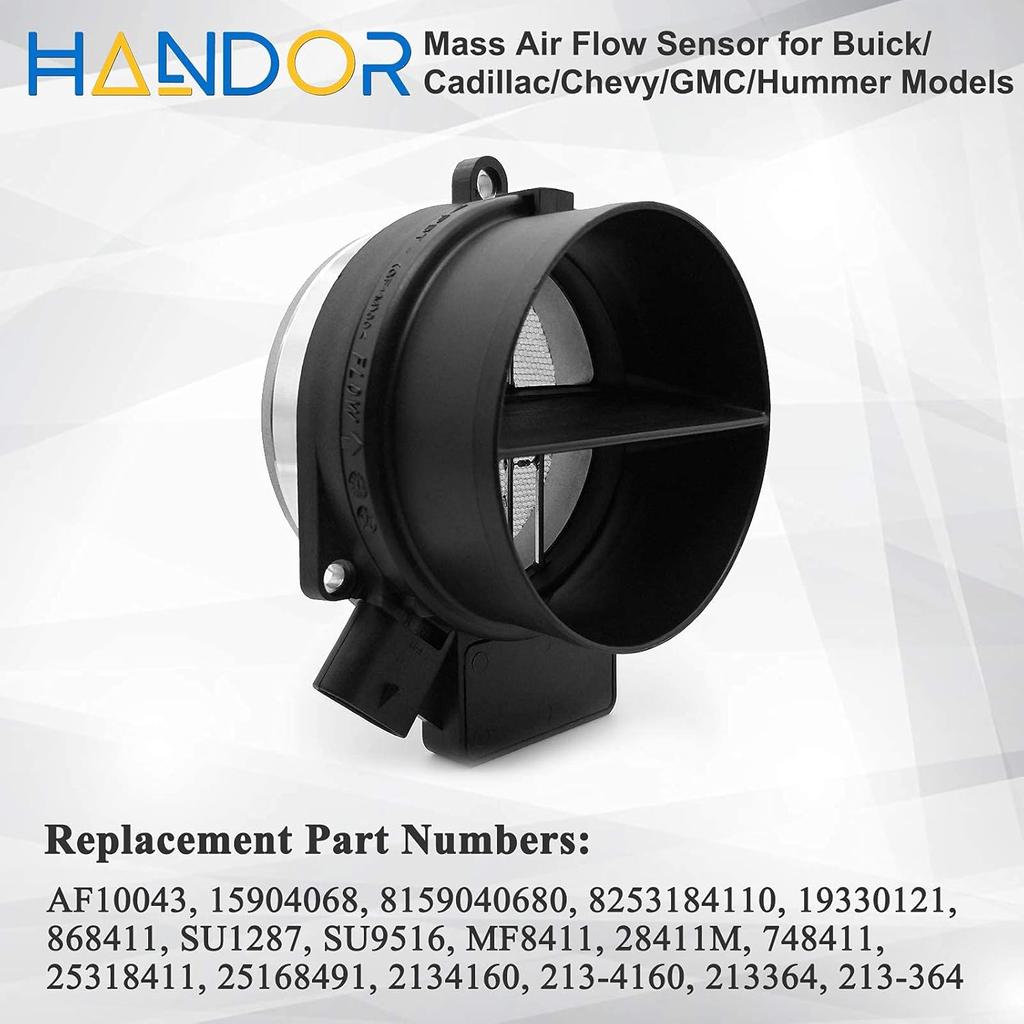 Handor 25168491 AF10043 MAF Mass Air Flow Sensor Fits for 1999-2009 Chevy Silverado Suburban 4.8 5.3 6.0L Replaces 25318411 19330121