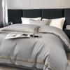 Grey Egyptian Cotton Hotel Bedding Set with Golden Embroidery Duvet Cover Solid Sheets and Pillowcases Luxury Bedclothes