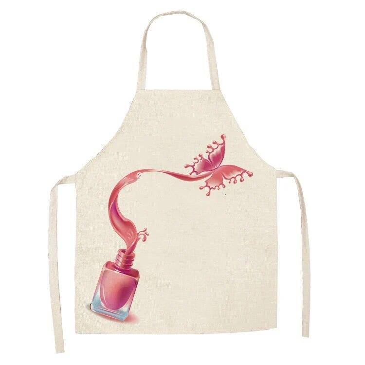 Sleeveless Linen Apron Men and Women Household Cleaning Tools Apron Nail Polish Ladies Perfume Printing Kitchen Apron