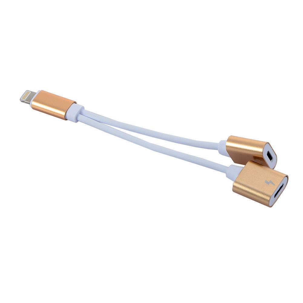 Адаптер 2 в 1 Lightning Двойной Зарядное устройство Аудио Разветвитель Сепаратор Кабель iPhone