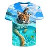 3D Lion Printing T-shirt for Boys and Girls, Cool and Ruler, Fashion, Personality
