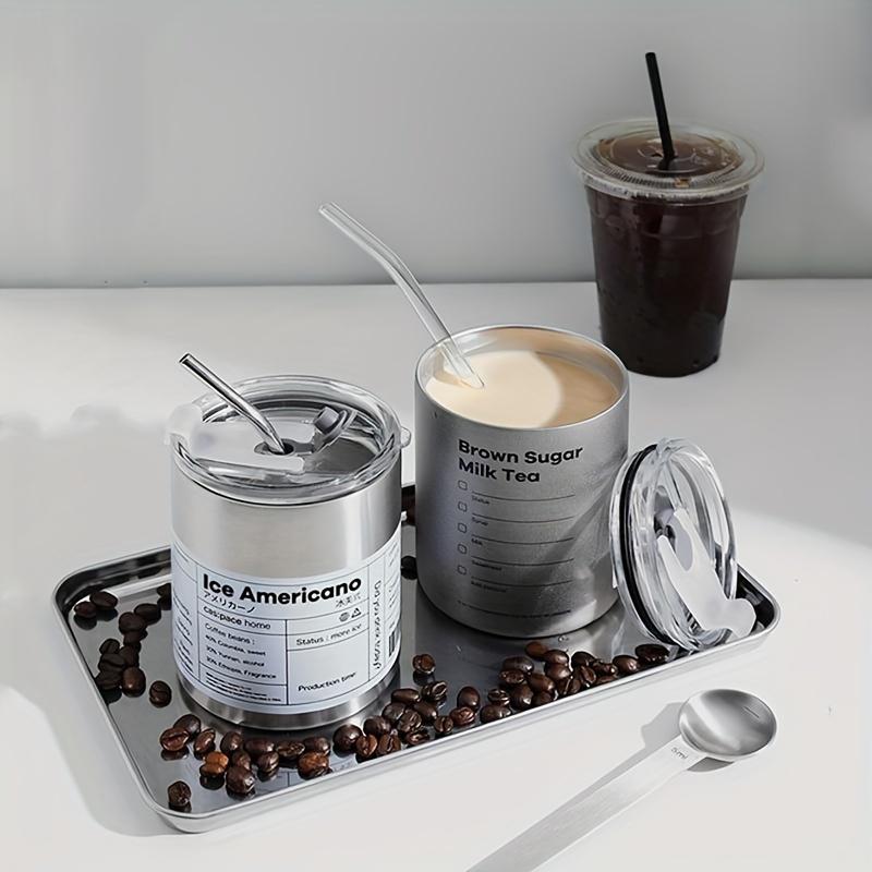 1шт кофейная кружка двухслойная кружка с соломой чайник из нержавеющей стали кружка для кофе со льдом