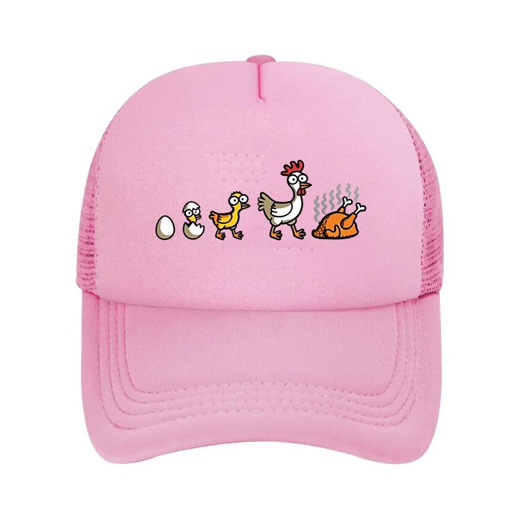 Unisexs Funny Chicken Life Cycle Print with Rooster Hatcher Pointer Mort Stages Machine Washab Mesh Baseball Cap