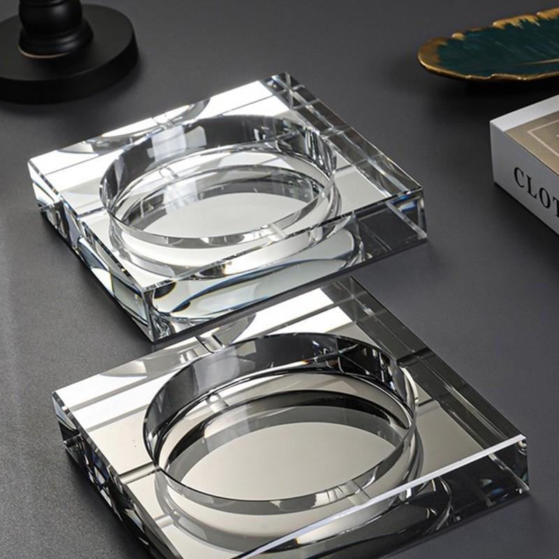 Square Crystal Ashtray, Tea Table Ashtray, Transparent Ashtray, Ashtray Ornament, 15cm