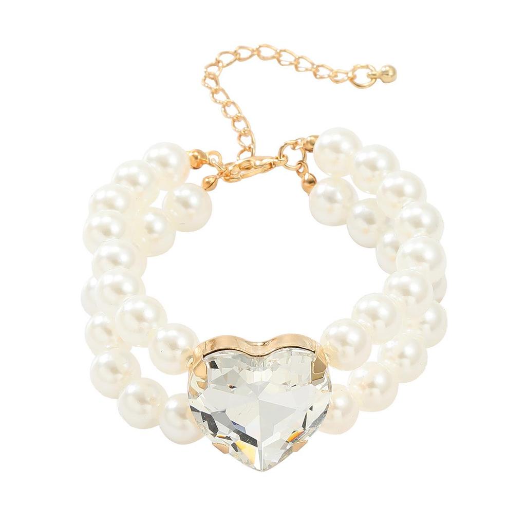 Женское ожерелье 2024 года с бриллиантами в форме сердца и искусственным жемчугом - свадебные украшения и аксессуары для банкета