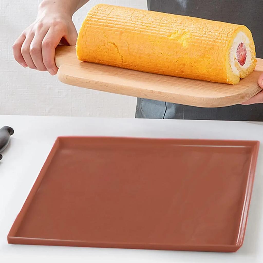 1pc-Silicone Baking Tray Large High Temperature Resistant Swiss Roll Cake Plate Biscuit Slice Mold Pastry Mat