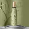 Three Fold Wooden Handle Black Gum Un Umbrella  Sun Protection Uv Protection Ms. Small Fresh Folding Umbrella