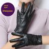 Real Leather Gloves Women's Sheepskin Gloves Leather Gloves Cycling Winter Warm Fleece-Lined Cycling Electric Car Touch Screen Leather Gloves Thin