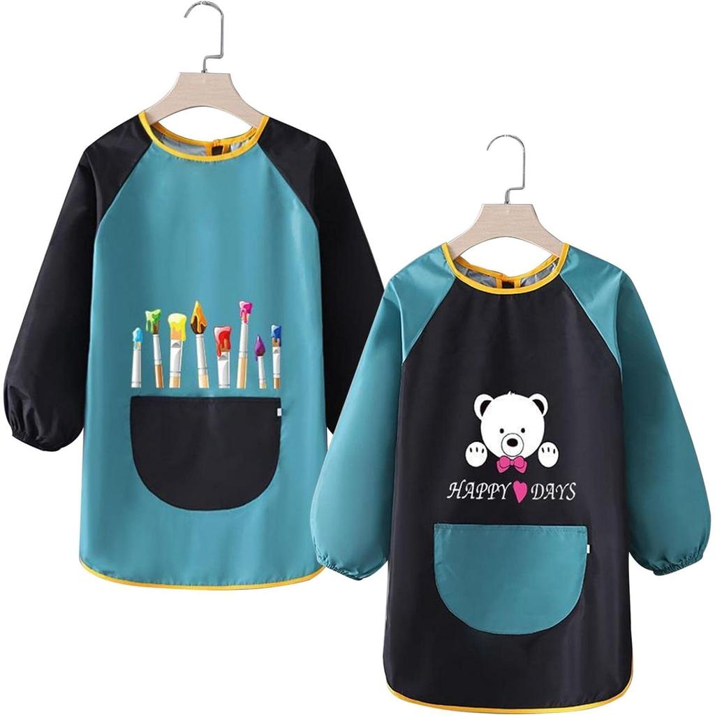 Фартук для рисования Детский фартук с большими карманами Водонепроницаемое чернильное платье с длинными рукавами Ремесленный фартук для школы Художественные ремесла Живопись