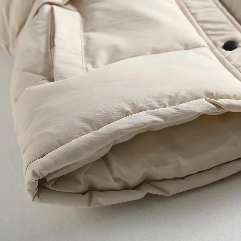 Fall Winter Women Cotton Liner Short Vest Parka Jacket Coat Turn-down Collar Preppy Style Zipper Pockets Drawstring Waist Sleeveless Solid M-5XL