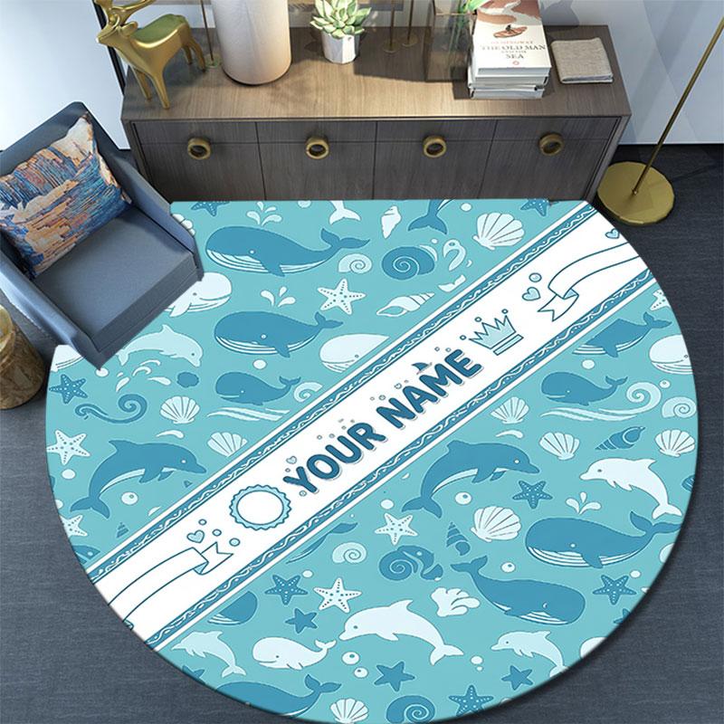 Custom Name,Cartoon Theme Pattern Series pattern round rug,Carpet Rug for Living Room Bedroom Playroom ,Non-slip Floor Mat,Holiday Gifts and Birthday