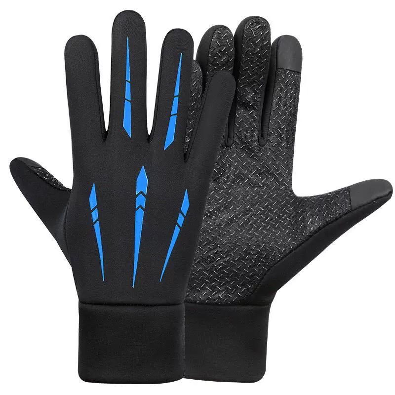 Cycling Gloves Men Winter Warm Fleece-lined Touch Screen Leak Two Finger Driving Non-Slip Windproof Sports Fishing Gloves