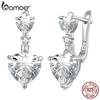925 Sterling Silver Exquisite Heart-Shaped Zircon Ear Buckles Cubic Zirconia Hoop Earrings for Women Luxury Fine Jewelry