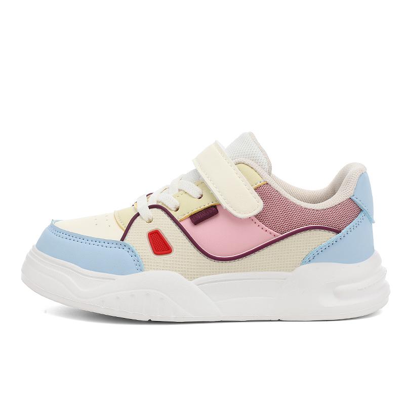 Children's Fashionable and Convenient Velcro Casual Sports Shoes Thick Soled Height Increasing Casual Board Shoes White Shoes