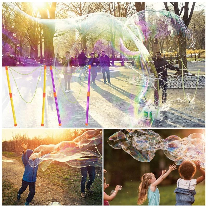 Double Pole Giant Bubble Stick, Large Bubble Circle Rope Toy, Outdoor Garden Stage Props Fun Bubble Tool for Kids