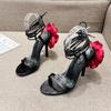Women Sexy High Heels Flower Lace-up Open Toe Sandals Ankle Strap Pumps Fashion Nightclub Party Wedding Shoes