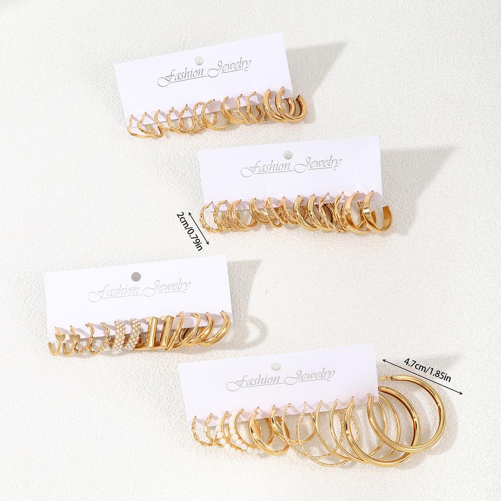 48 шт. Модные креативные гладкие большие круглые серьги-кольца Винтажная эстетика Имитация циркона Серьги Женский шарм Повседневная жизнь Циркон