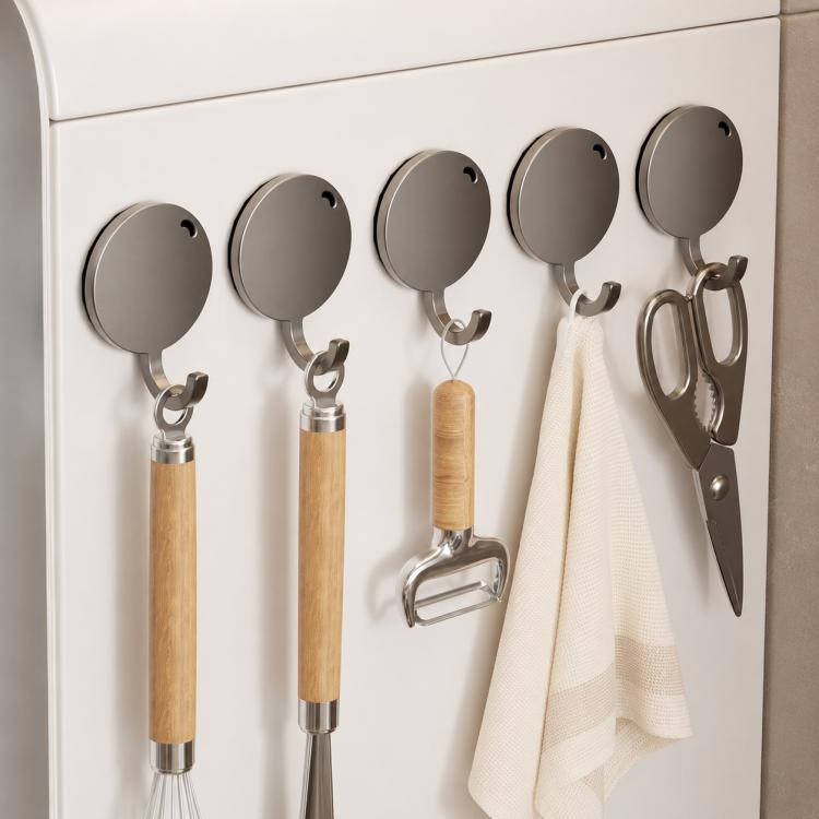 Wall Mounted No Drilling Magnetic Round Metal Hook