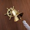 Brass Steering Wheel Ship Bell Rope Nautical Maritime Wall Decor Beach Decor