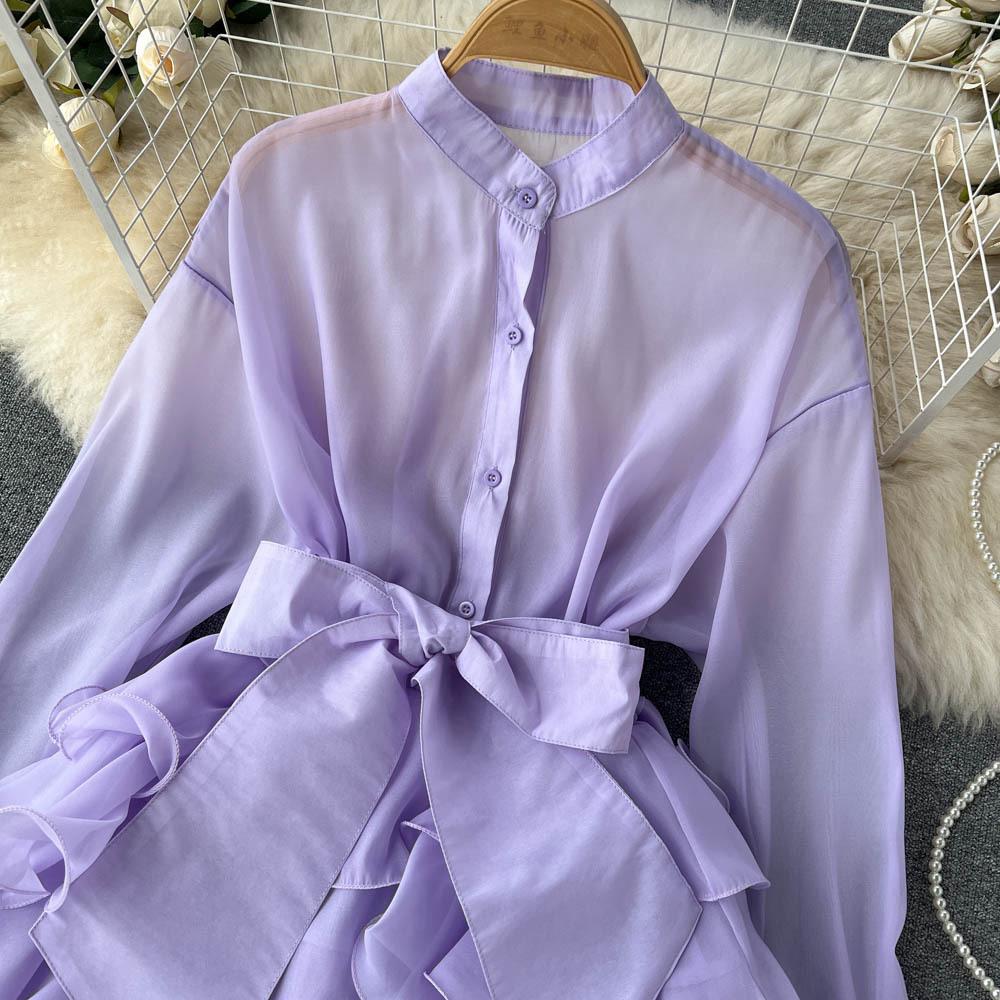 Chic Tops Women's Shirt Spring and Fall Ruffle Premium Bow Tie Blouse