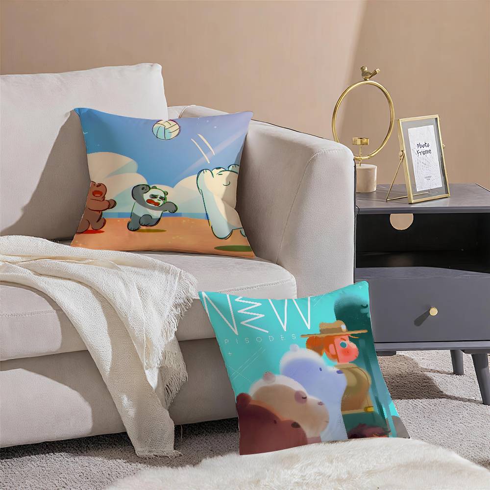 Милый мультяшный W-Мы обычные медведи-Детская наволочка Комфорт Диван-кровать Шелковистый элегантный Невидимая молния Декоративная наволочка
