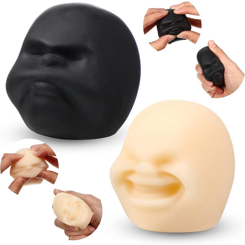 2 Pcs Funny Human Face Emotion Balls Fidget Sensory Toy Stress Relief Squeeze Ball Black Sulkiness and White Happy Decompression Anxiety Relief Toy fo