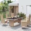 vidaXL Gartentisch Mit Glasplatte Beige Poly Rattan & Hartglas