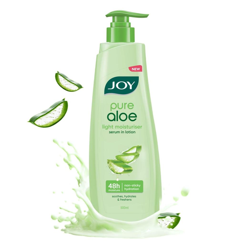 JOY Pure Aloe Light Moisturizing Body Lotion 500ml For Men & Women 48Hr Hydration Non-Greasy Summer Skincare