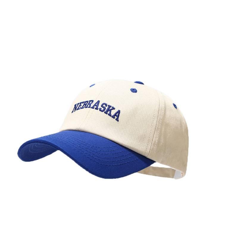 Fashion Hat color-blocking versatile Korean spring/summer baseball cap, face-flattering, small color-block letter versatile, suitable for round faces