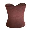 Spring Summer Women Solid Color Deep V Neck Cross Knit Strapless Vest Chic Tank Tops