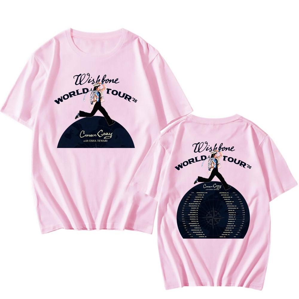 Wishbone World Tour 2026 Tshirts CONAN GRAY Singer Fashion T-shirt Short Sleeve Loose Cotton Male T Shirt Streetwear Unisex Tees