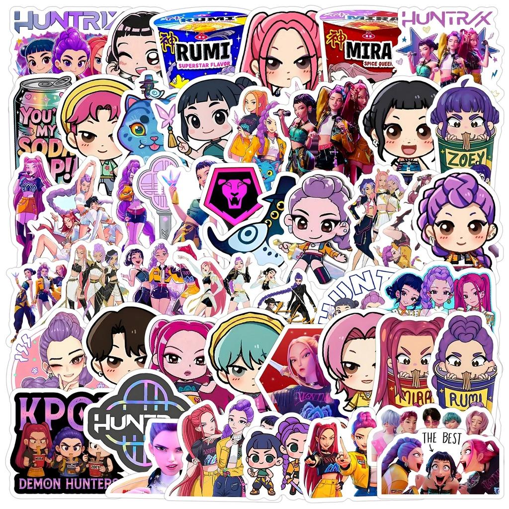 2025 новый набор 50 шт. KPOP Аниме Охотники на демонов Наклейки с граффити Водонепроницаемые Декоративные для стакана для воды Мобильного телефона Ноутбука Уникальная коллекция